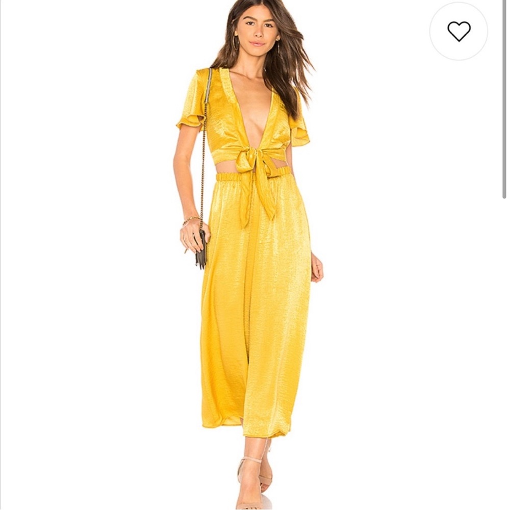 SOLD AS SET! ✨ Show Me Your Mumu X REVOLVE Arie Tie Top + Pant in Mustard Sheen